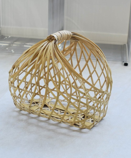 utatane（ウタタネ）の「竹かごバッグ+日本製注染生地あずま袋セット utatane 栗丸 白の川面/楊柳（かごバッグ・レディース・マスタード/ネイビー/ホワイト/オフホワイト・FREE）」の22枚目の写真