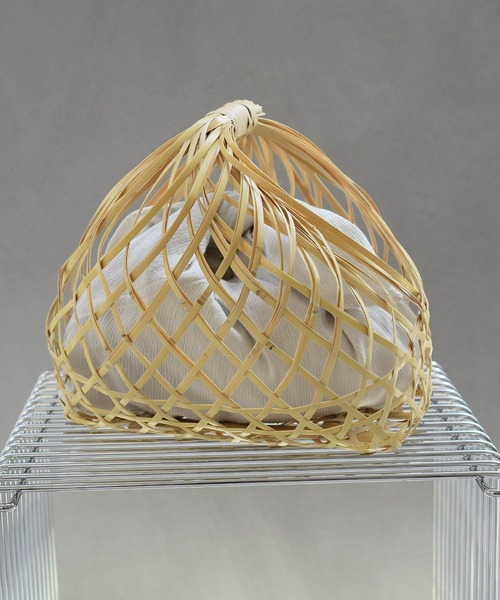 utatane（ウタタネ）の「竹かごバッグ+日本製注染生地あずま袋セット utatane 栗丸 白の川面/楊柳（かごバッグ・レディース・マスタード/ネイビー/ホワイト/オフホワイト・FREE）」の10枚目の写真