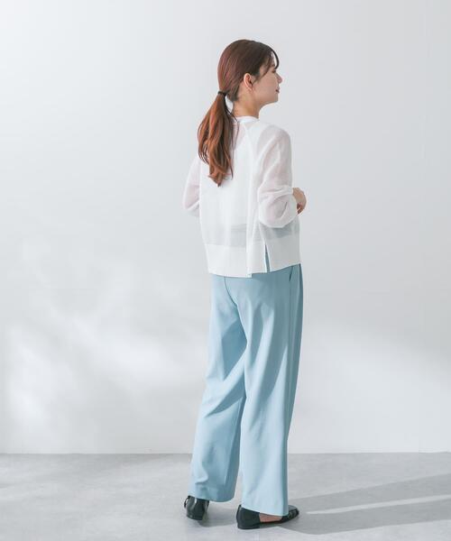 URBAN RESEARCH ROSSO WOMEN(アーバンリサーチ ロッソ)の「ショートメッシュカーディガン(カーディガン/ボレロ・レディース・チャコールグレー/ホワイト/イエロー系その他・FREE)」の8枚目の写真