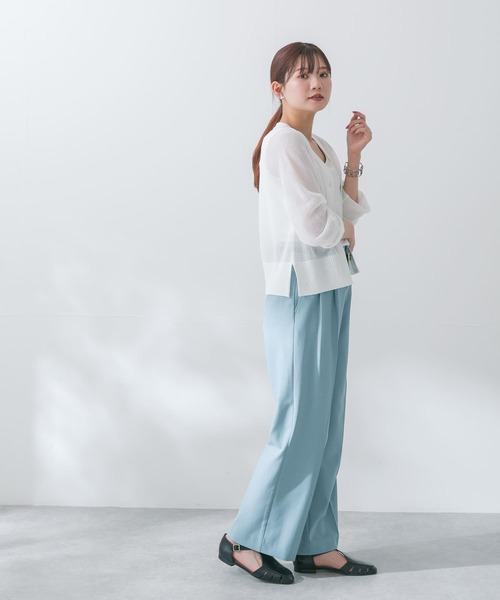 URBAN RESEARCH ROSSO WOMEN（アーバンリサーチ　ロッソ）の「ショートメッシュカーディガン（カーディガン/ボレロ・レディース・チャコールグレー/ホワイト/イエロー系その他・FREE）」の4枚目の写真