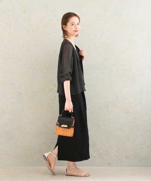 URBAN RESEARCH ROSSO WOMEN（アーバンリサーチ　ロッソ）の「ショートメッシュカーディガン（カーディガン/ボレロ・レディース・チャコールグレー/ホワイト/イエロー系その他・FREE）」の9枚目の写真