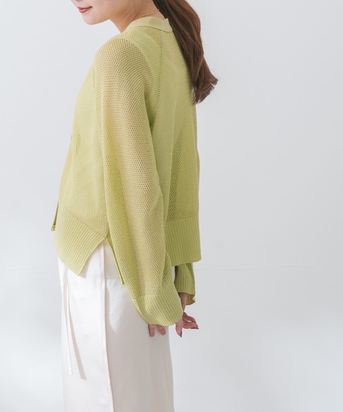 URBAN RESEARCH ROSSO WOMEN（アーバンリサーチ　ロッソ）の「ショートメッシュカーディガン（カーディガン/ボレロ・レディース・チャコールグレー/ホワイト/イエロー系その他・FREE）」の22枚目の写真