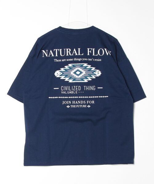 FUNALIVE(ファンアライブ)の「サガラ刺繍オーバーサイズTシャツ UVカット&COOL&DRY 半袖(Tシャツ/カットソー・メンズ・スミクロ/ネイビー/ホワイト/モカ・L/M/LL)」の5枚目の写真