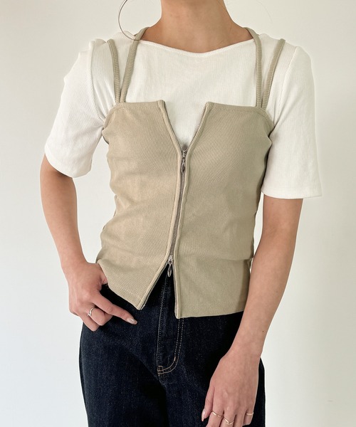 JUNOAH（ジュノア）の「ダブルジップキャミビスチェ（キャミソール