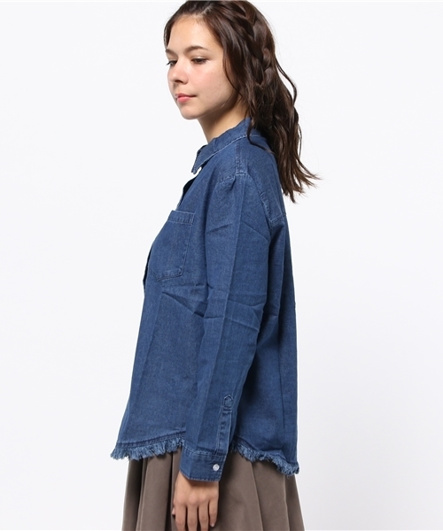 WEGO（ウィゴー）の「WEGO/ デニムフリンジシャツ（シャツ/ブラウス・レディース・インディゴブルー・FREE）」の8枚目の写真