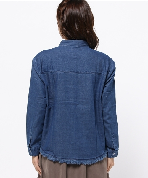 WEGO（ウィゴー）の「WEGO/ デニムフリンジシャツ（シャツ/ブラウス・レディース・インディゴブルー・FREE）」の9枚目の写真