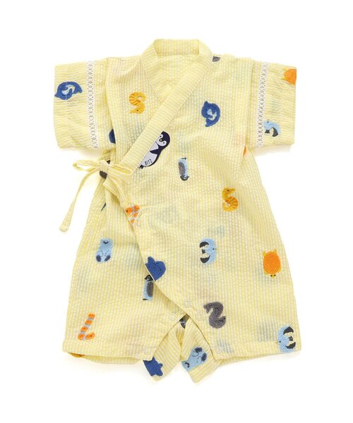 BIT'Z（ビッツ）の「海の生き物数字刺繍柄甚平ロンパス（浴衣・キッズ・ブルー/イエロー・70/80）」の2枚目の写真