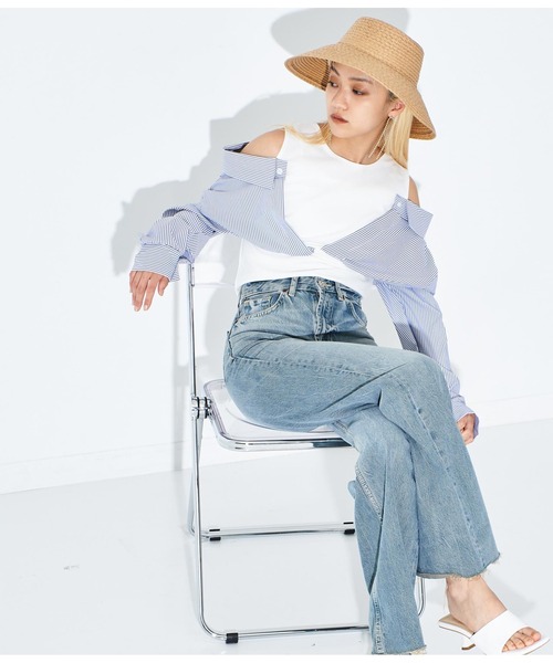 Settimissimo（セッティミッシモ）の「ITALY シャツドッキングデザイントップス（Tシャツ/カットソー・レディース・ホワイト/ブラック・FREE）」の7枚目の写真