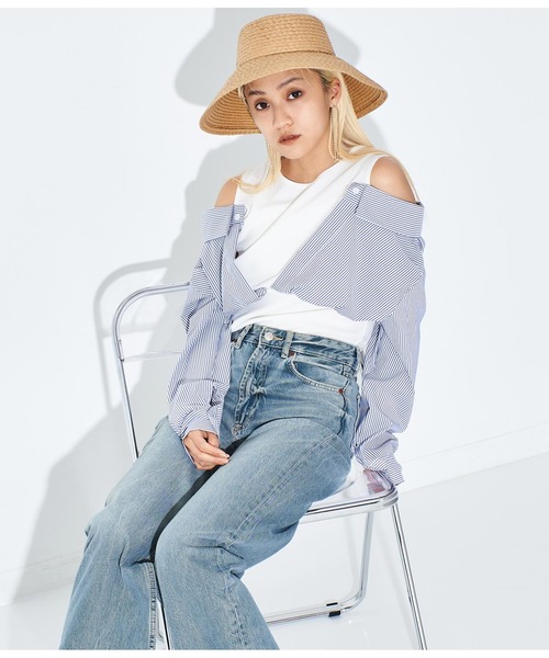 Settimissimo（セッティミッシモ）の「ITALY シャツドッキングデザイントップス（Tシャツ/カットソー・レディース・ホワイト/ブラック・FREE）」の6枚目の写真