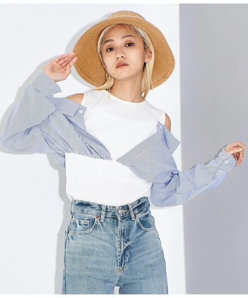 Settimissimo（セッティミッシモ）の「ITALY シャツドッキングデザイントップス（Tシャツ/カットソー・レディース・ホワイト/ブラック・FREE）」の4枚目の写真