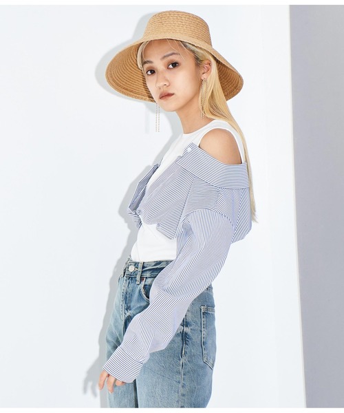 Settimissimo（セッティミッシモ）の「ITALY シャツドッキングデザイントップス（Tシャツ/カットソー・レディース・ホワイト/ブラック・FREE）」の5枚目の写真