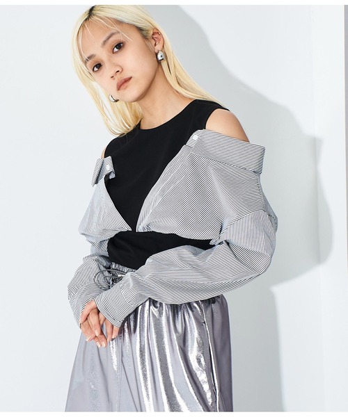 Settimissimo（セッティミッシモ）の「ITALY シャツドッキングデザイントップス（Tシャツ/カットソー・レディース・ホワイト/ブラック・FREE）」の13枚目の写真