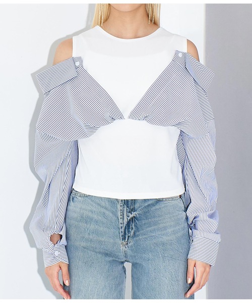 Settimissimo（セッティミッシモ）の「ITALY シャツドッキングデザイントップス（Tシャツ/カットソー・レディース・ホワイト/ブラック・FREE）」の21枚目の写真