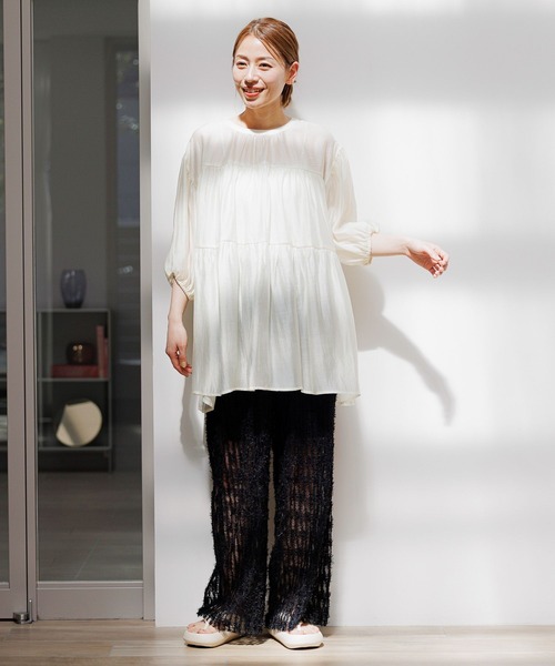 LAKOLE(ラコレ)の「フェザーチュールパンツ / 124145(その他パンツ・レディース・グレイッシュベージュ/ブラック/アイボリー・MEDIUM/SMALL)」の10枚目の写真