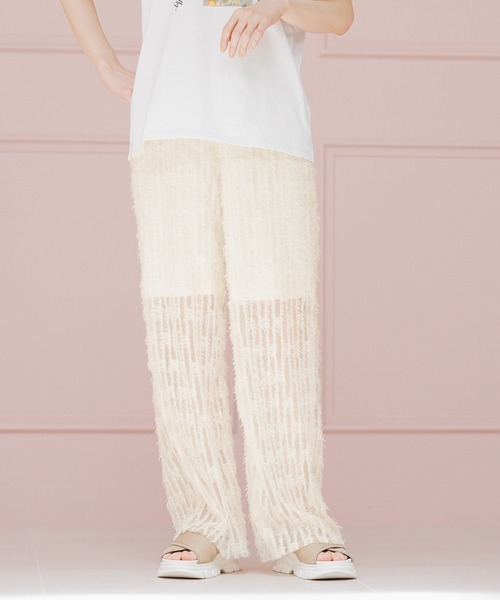 LAKOLE(ラコレ)の「フェザーチュールパンツ / 124145(その他パンツ・レディース・グレイッシュベージュ/ブラック/アイボリー・MEDIUM/SMALL)」の8枚目の写真