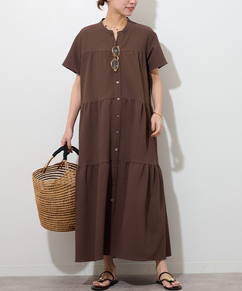 JOURNAL STANDARD relume(ジャーナルスタンダード レリューム)の「リップクレープティアードワンピース(シャツワンピース・レディース・ブラック/ブラウン/ブルー系その他・FREE)」の10枚目の写真