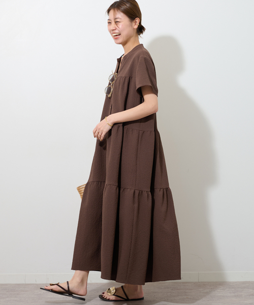 JOURNAL STANDARD relume(ジャーナルスタンダード レリューム)の「リップクレープティアードワンピース(シャツワンピース・レディース・ブラック/ブラウン/ブルー系その他・FREE)」の13枚目の写真