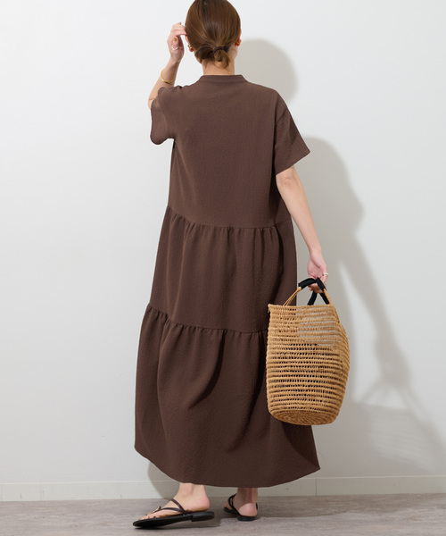 JOURNAL STANDARD relume(ジャーナルスタンダード レリューム)の「リップクレープティアードワンピース(シャツワンピース・レディース・ブラック/ブラウン/ブルー系その他・FREE)」の14枚目の写真