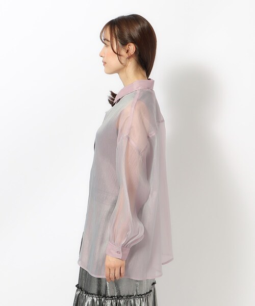 CITY シティ　STUDIOUS シアーシェイドカラーシャツ　玉虫色　オーロラ CITY シティ STUDIOUS シアーシェイドカラーシャツ 玉虫色