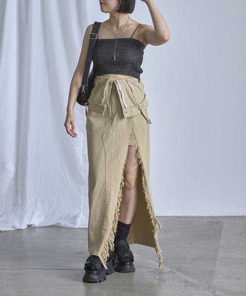 RAY CASSIN（レイカズン）の「フリンジデニムキャミワンピース（ワンピース・レディース・ベージュ/ブルー系その他/グレー系その他・FREE）」の18枚目の写真