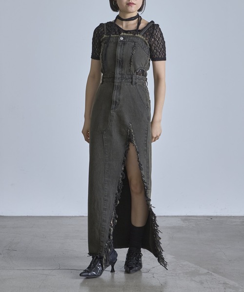 RAY CASSIN（レイカズン）の「フリンジデニムキャミワンピース（ワンピース・レディース・ベージュ/ブルー系その他/グレー系その他・FREE）」の5枚目の写真