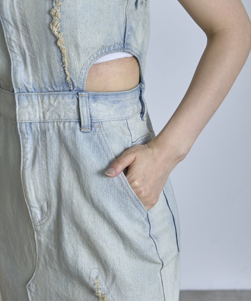 RAY CASSIN（レイカズン）の「フリンジデニムキャミワンピース（ワンピース・レディース・ベージュ/ブルー系その他/グレー系その他・FREE）」の12枚目の写真