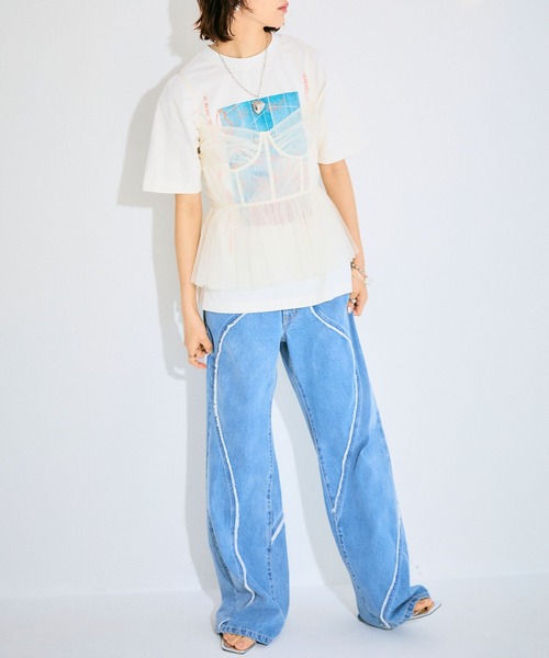 ELLEgirl(エルガール)の「フォトプリントTシャツ【ELLEgirl/エル ガール】(Tシャツ/カットソー・レディース・ホワイト/ブラック・FREE)」の7枚目の写真