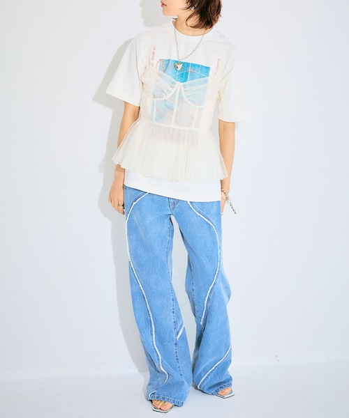 ELLEgirl(エルガール)の「フォトプリントTシャツ【ELLEgirl/エル ガール】(Tシャツ/カットソー・レディース・ホワイト/ブラック・FREE)」の6枚目の写真