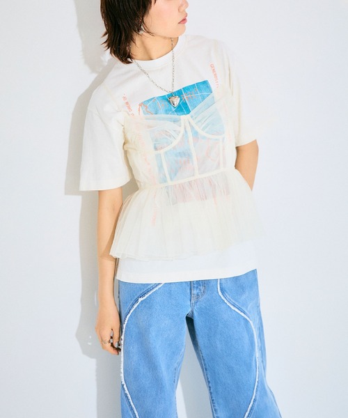 ELLEgirl(エルガール)の「フォトプリントTシャツ【ELLEgirl/エル ガール】(Tシャツ/カットソー・レディース・ホワイト/ブラック・FREE)」の9枚目の写真