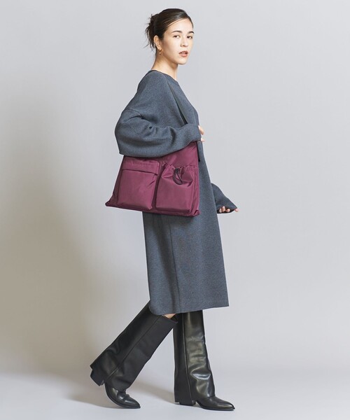 BEAUTY&YOUTH UNITED ARROWS（ビューティーアンドユースユナイテッドアローズ）の「フロント ダブルポケット トライアングル バッグ -3WAY-（ショルダーバッグ・レディース・ブラック/パープル・FREE）」の5枚目の写真