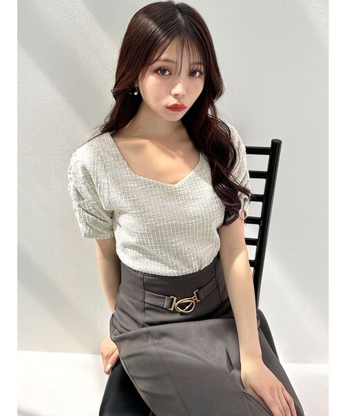 セール】カットツイードトップス（Tシャツ/カットソー