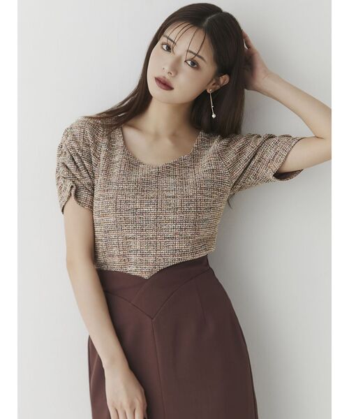 セール】カットツイードトップス（Tシャツ/カットソー