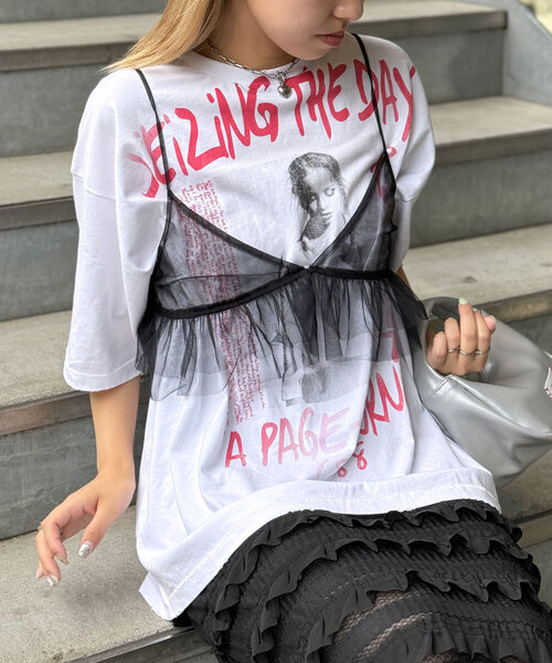 CIAOPANIC（チャオパニック）の「チュールドッキングスパンコールビスチェ（キャミソール・レディース・グレー/ブラック・FREE）」の15枚目の写真