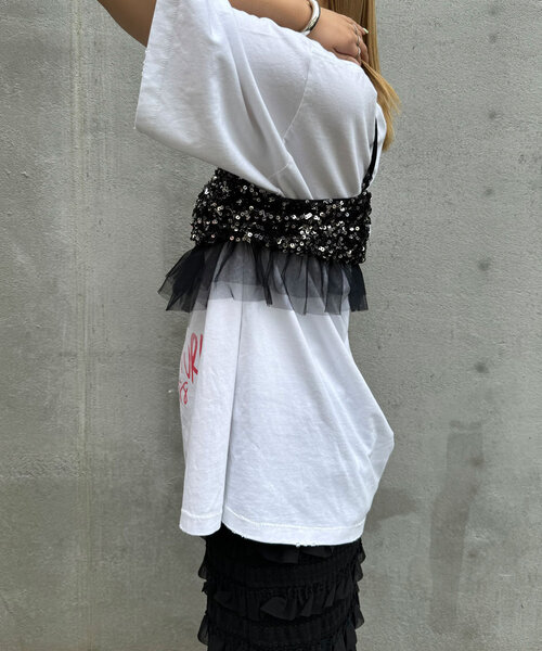 CIAOPANIC（チャオパニック）の「チュールドッキングスパンコールビスチェ（キャミソール・レディース・グレー/ブラック・FREE）」の19枚目の写真