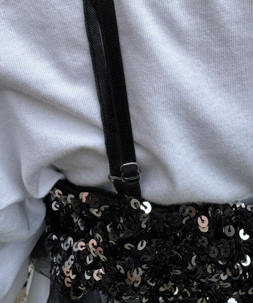 CIAOPANIC（チャオパニック）の「チュールドッキングスパンコールビスチェ（キャミソール・レディース・グレー/ブラック・FREE）」の9枚目の写真