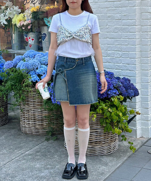 CIAOPANIC（チャオパニック）の「チュールドッキングスパンコールビスチェ（キャミソール・レディース・グレー/ブラック・FREE）」の22枚目の写真