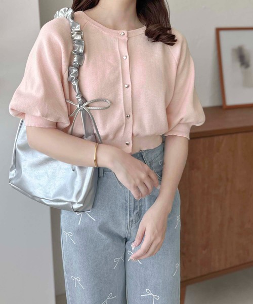 apres jour clair（アプレジュールクレア）の「【apres jour clair】ハートボタン袖ボリュームカーディガン【ZOZOTOWN限定アイテム】（カーディガン/ボレロ・レディース・グレー/オフホワイト/ピンク・X-LARGE/フリー）」の14枚目の写真