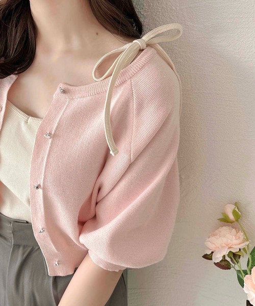 apres jour clair（アプレジュールクレア）の「【apres jour clair】ハートボタン袖ボリュームカーディガン【ZOZOTOWN限定アイテム】（カーディガン/ボレロ・レディース・グレー/オフホワイト/ピンク・X-LARGE/フリー）」の11枚目の写真