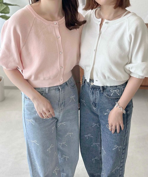 apres jour clair（アプレジュールクレア）の「【apres jour clair】ハートボタン袖ボリュームカーディガン【ZOZOTOWN限定アイテム】（カーディガン/ボレロ・レディース・グレー/オフホワイト/ピンク・X-LARGE/フリー）」の9枚目の写真