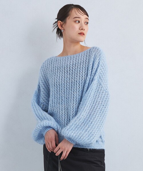 LOGAN knitting mills(ローガンニッティングミルズ)の「【別注】<LOGAN knitting mills>ラメ ニット プルオーバー(ニット/セーター・レディース・ライトブルー/ライム/グレー・FREE)」の3枚目の写真