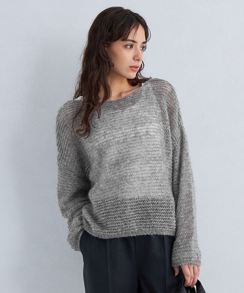 LOGAN knitting mills(ローガンニッティングミルズ)の「【別注】<LOGAN knitting mills>ラメ ニット プルオーバー(ニット/セーター・レディース・ライトブルー/ライム/グレー・FREE)」の4枚目の写真