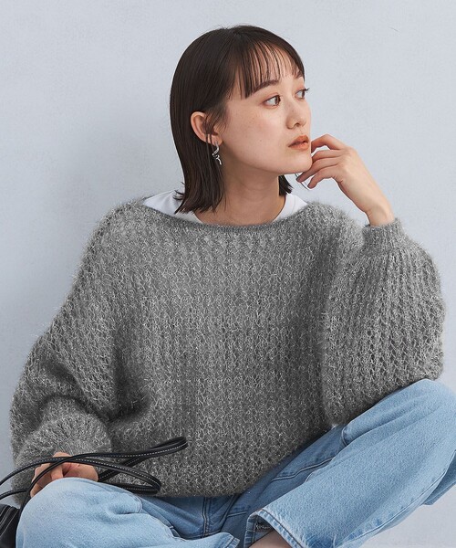LOGAN knitting mills(ローガンニッティングミルズ)の「【別注】<LOGAN knitting mills>ラメ ニット プルオーバー(ニット/セーター・レディース・ライトブルー/ライム/グレー・FREE)」の5枚目の写真