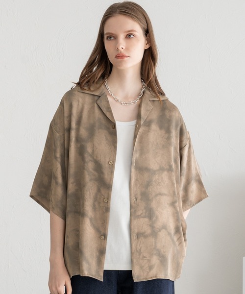 SELLE GLANT(セレグランテ)の「OPEN COLOUR TIE-DYE SHIRT/オープンカラータイダイシャツ(シャツ/ブラウス・メンズ・ブラック/ダークオレンジ/ベージュ・LARGE/MEDIUM)」の2枚目の写真
