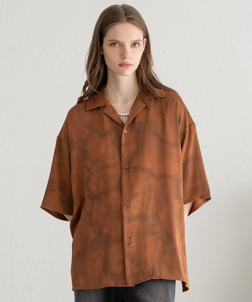 SELLE GLANT(セレグランテ)の「OPEN COLOUR TIE-DYE SHIRT/オープンカラータイダイシャツ(シャツ/ブラウス・メンズ・ブラック/ダークオレンジ/ベージュ・LARGE/MEDIUM)」の12枚目の写真