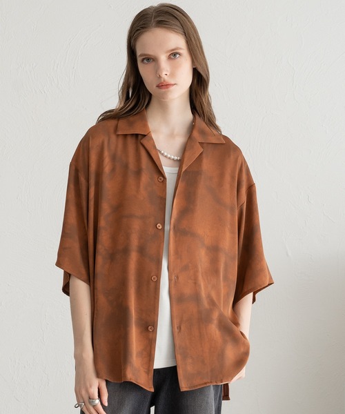 SELLE GLANT(セレグランテ)の「OPEN COLOUR TIE-DYE SHIRT/オープンカラータイダイシャツ(シャツ/ブラウス・メンズ・ブラック/ダークオレンジ/ベージュ・LARGE/MEDIUM)」の9枚目の写真