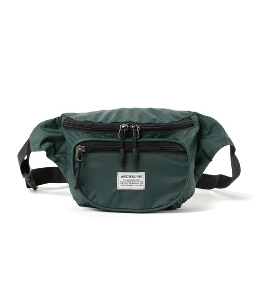 こども ビームス（コドモビームス）の「ARCH&LINE / リサイクル ナイロン ウエストバッグ 2024（ボディバッグ/ウエストポーチ・キッズ・ベージュ/グリーン・ONE SIZE）」の2枚目の写真