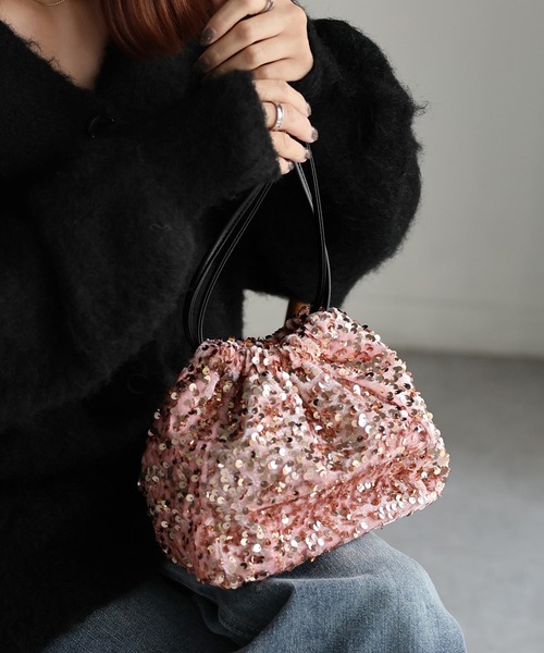 セール】2WAYスパンコール巾着ショルダーバッグ（ショルダーバッグ