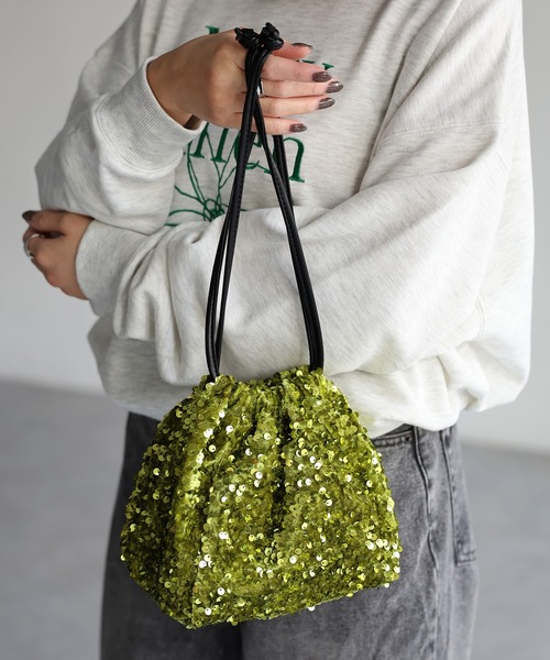 セール】2WAYスパンコール巾着ショルダーバッグ（ショルダーバッグ