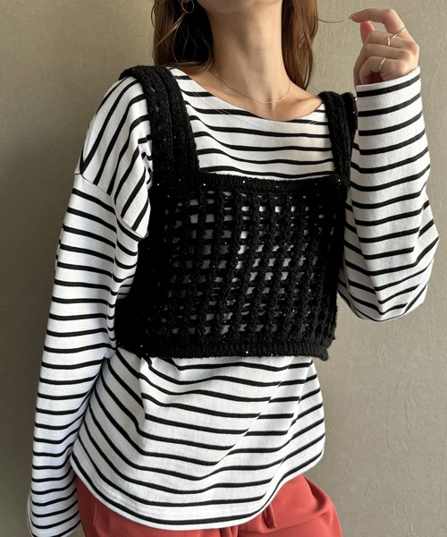 junoah（ジュノア）の「メッシュニットビスチェ（キャミソール）」 - WEAR