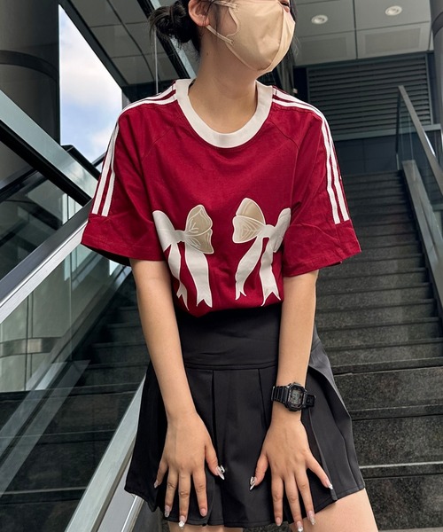 tシャツ A'GEM/9 × .kom 「.KOM/ドットケーオーエム」 リボンライントップス(1) レディース KOM tシャツ A'GEM/9 × .kom 「.KOM/ドットケーオーエム